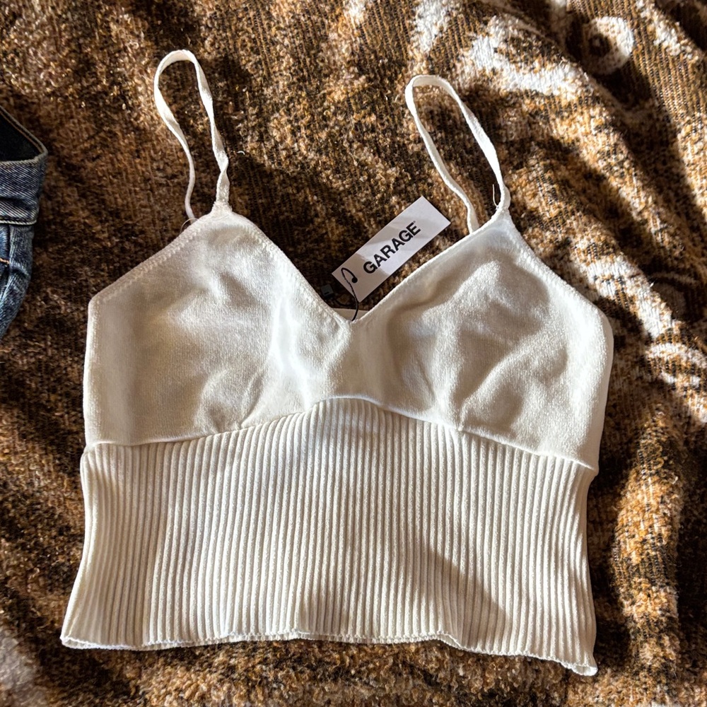 Garage White Chenille Ribbed Camisole